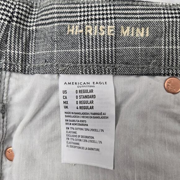 American Eagle Skirt Hi Rise Mini Super Stretch Gray Plaid Acadamia Preppy sz 0 - Picture 4 of 12
